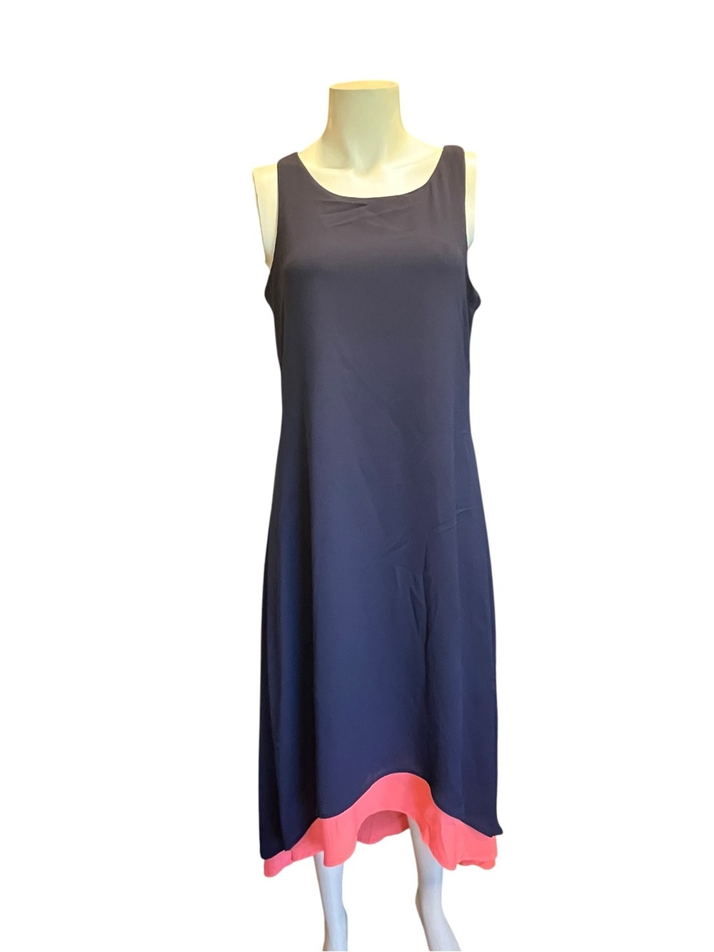 madison leigh Navy High-Low Dress with Pink Hem